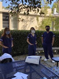UCI School of Nursing pick up their skills totes, which were donated by the community on Giving Day. 