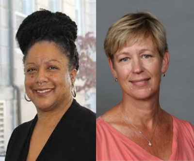  Lucinda Canty, assistant professor at the University of Saint Joseph in Connecticut USA, and Miriam Bender, associate professor and director of the UCI Sue & Bill Gross School of Nursing Center for Nursing Philosophy 