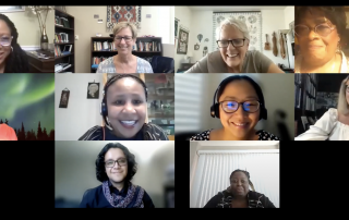 screenshot of virtual zoom meeting panelists decolonizing nursing: what? why? how?