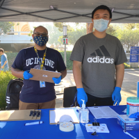 UC Irvine students Bernardo Cortez, a public health major, and pharmaceutical sciences major Charles Liu.